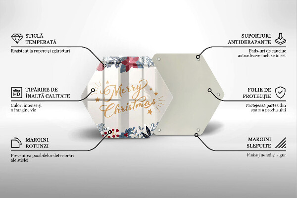 Kuchynská doska zo skla Merry Christmas nápis