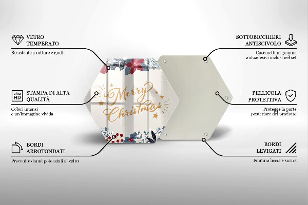 Kuchynská doska zo skla Merry Christmas nápis