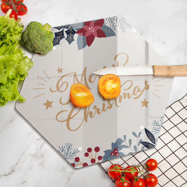 Kuchynská doska zo skla Merry Christmas nápis
