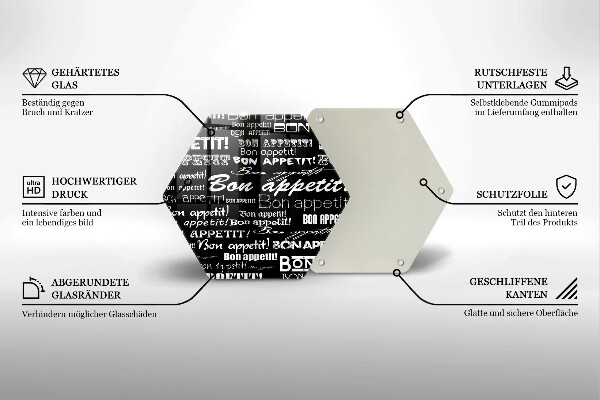 Kuchynská doska veľká zo skla Kuchynské titulky Bon Appetit