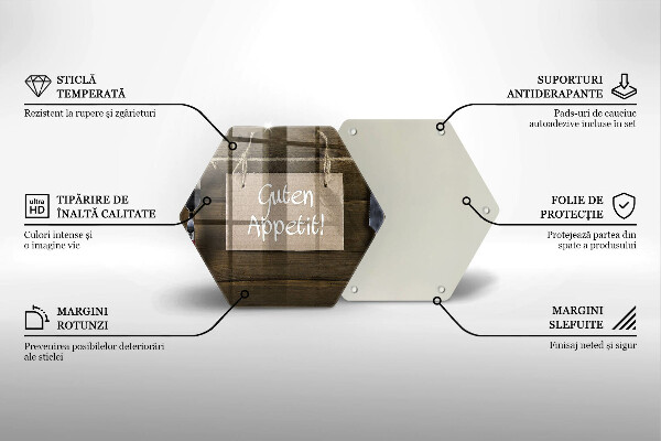 Kuchynská doska veľká zo skla Guten Apetit