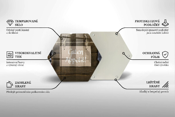 Kuchynská doska veľká zo skla Guten Apetit