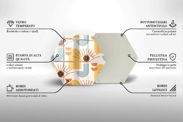 Kuchynská doska veľká zo skla Boho vzor očí