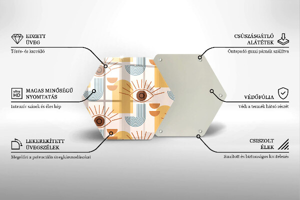 Kuchynská doska veľká zo skla Boho vzor očí