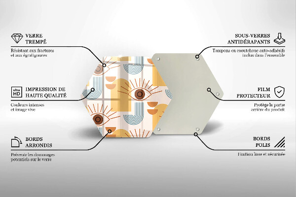 Kuchynská doska veľká zo skla Boho vzor očí