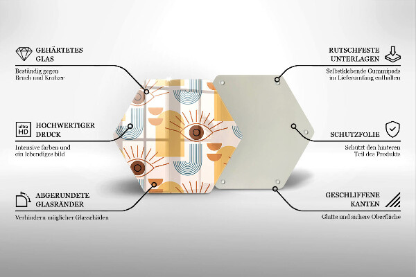 Kuchynská doska veľká zo skla Boho vzor očí