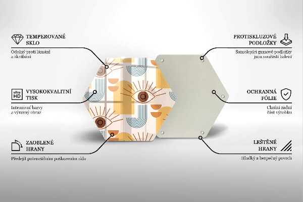 Kuchynská doska veľká zo skla Boho vzor očí