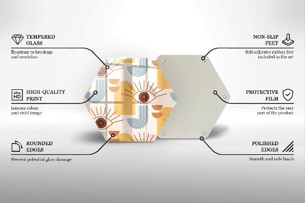 Kuchynská doska veľká zo skla Boho vzor očí