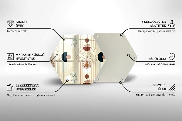 Kuchynská doska veľká zo skla Boho geometrické tvary