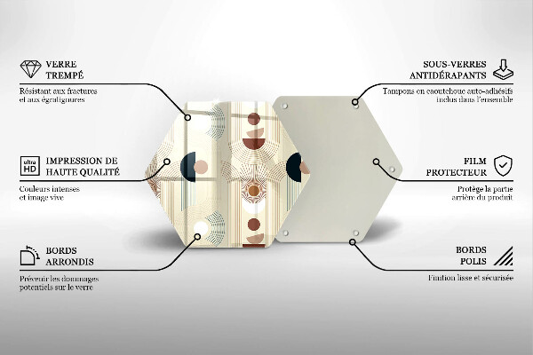 Kuchynská doska veľká zo skla Boho geometrické tvary