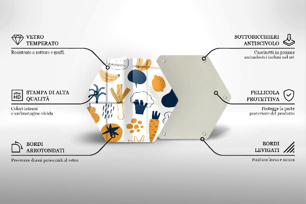 Kuchynská doska veľká zo skla Jedlo ilustrácie