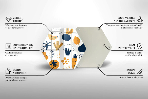 Kuchynská doska veľká zo skla Jedlo ilustrácie