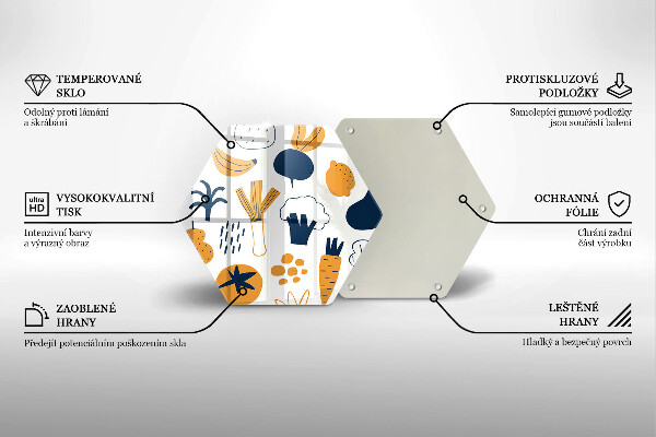 Kuchynská doska veľká zo skla Jedlo ilustrácie