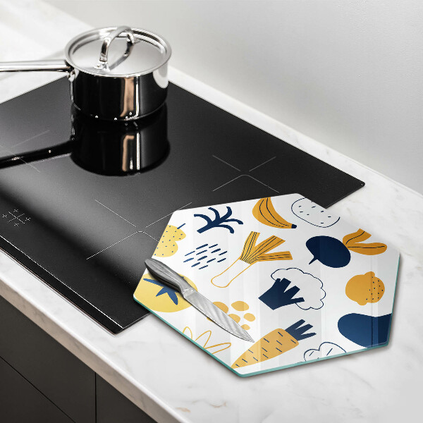 Kuchynská doska veľká zo skla Jedlo ilustrácie