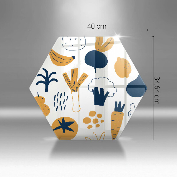 Kuchynská doska veľká zo skla Jedlo ilustrácie