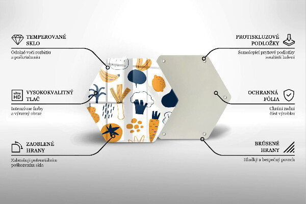 Kuchynská doska veľká zo skla Jedlo ilustrácie