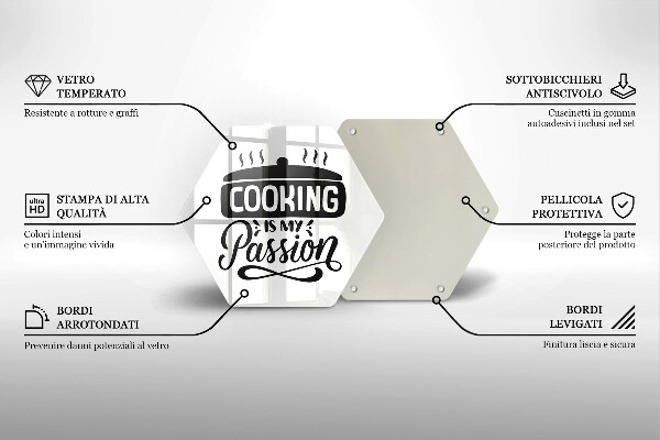 Kuchynská doska veľká zo skla Cooking is my passion