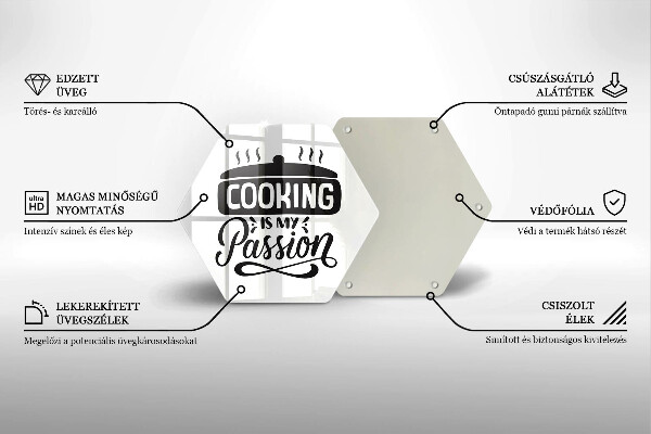 Kuchynská doska veľká zo skla Cooking is my passion