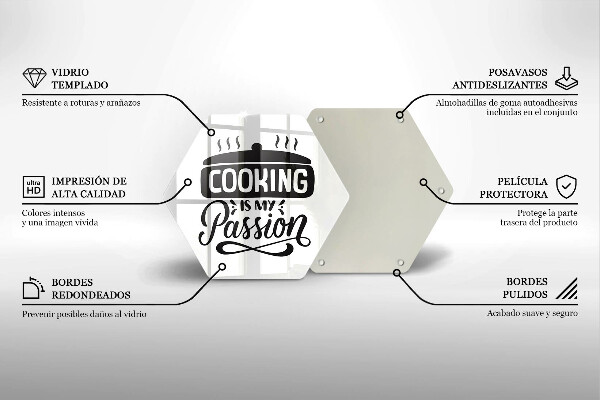 Kuchynská doska veľká zo skla Cooking is my passion