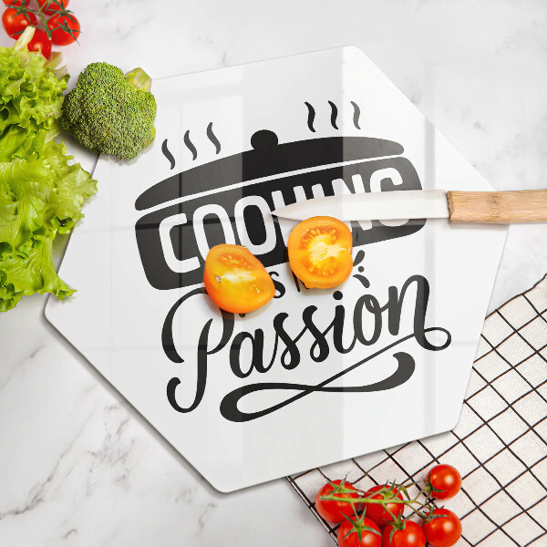 Kuchynská doska veľká zo skla Cooking is my passion