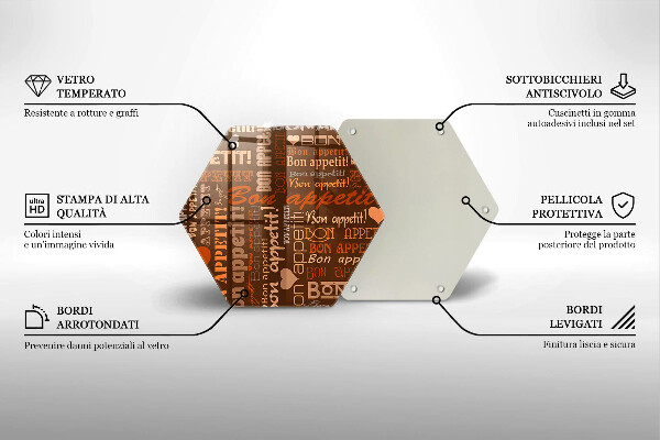 Kuchynská doska veľká zo skla Bon Appetit titulky