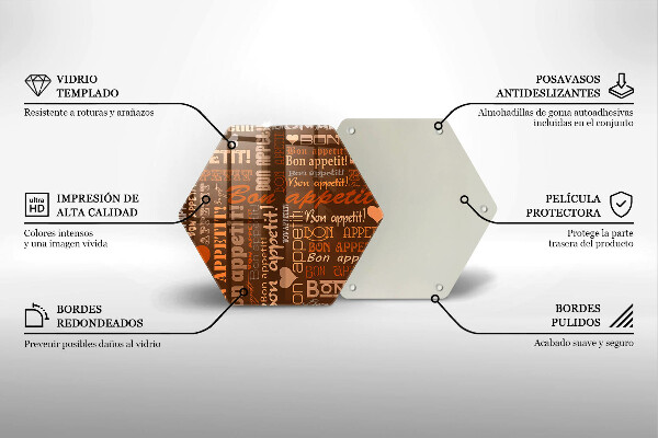 Kuchynská doska veľká zo skla Bon Appetit titulky