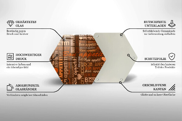 Kuchynská doska veľká zo skla Bon Appetit titulky