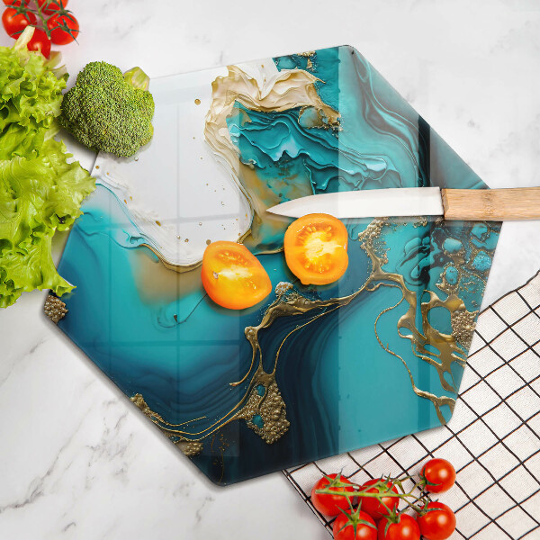 Kuchynská doska veľká zo skla Tyrkysová abstrakcia