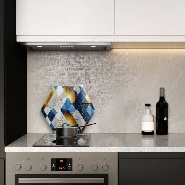 Kuchynská doska veľká zo skla Zlaté mramorové kosoštvorce