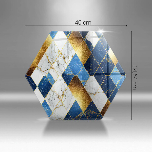 Kuchynská doska veľká zo skla Zlaté mramorové kosoštvorce