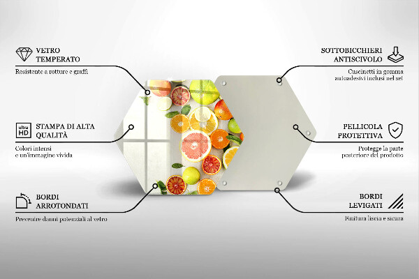 Kuchynská doska veľká zo skla Citrusové ovocie