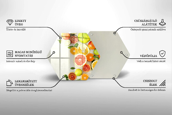 Kuchynská doska veľká zo skla Citrusové ovocie