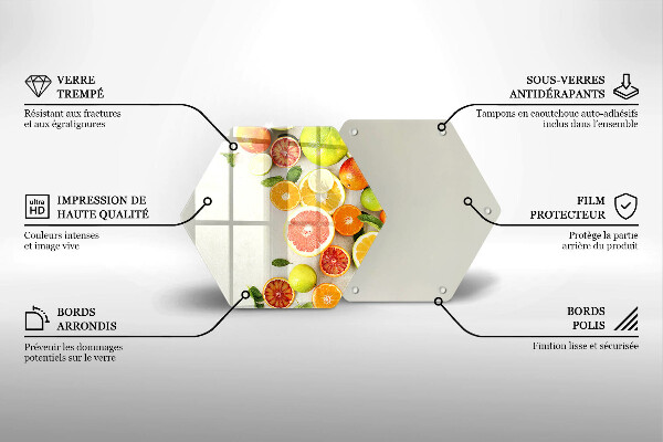 Kuchynská doska veľká zo skla Citrusové ovocie
