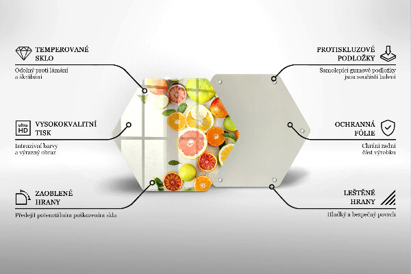 Kuchynská doska veľká zo skla Citrusové ovocie