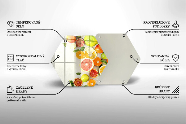 Kuchynská doska veľká zo skla Citrusové ovocie