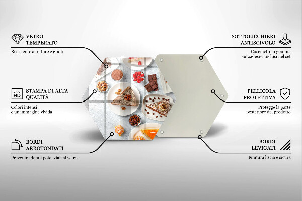 Kuchynská doska veľká zo skla Sladkosť koláča