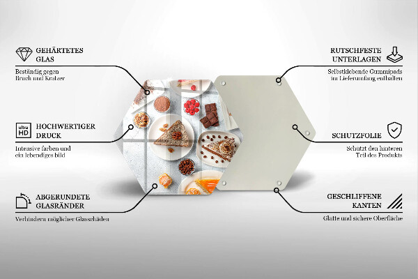 Kuchynská doska veľká zo skla Sladkosť koláča