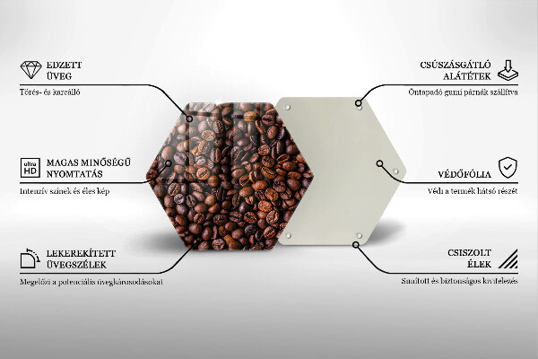 Kuchynská doska veľká zo skla Kávové zrná