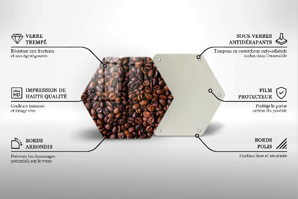 Kuchynská doska veľká zo skla Kávové zrná