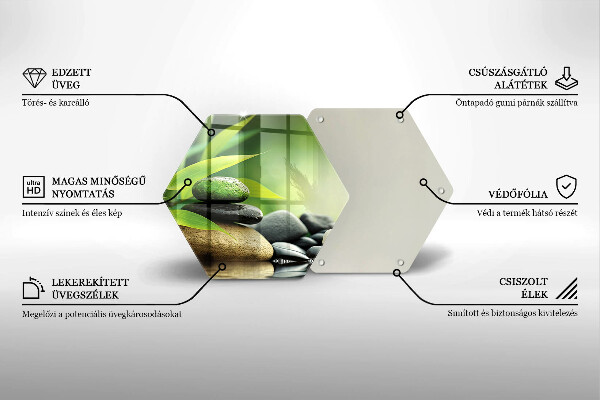 Kuchynská doska veľká zo skla Zen bambusové kamene