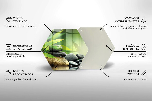 Kuchynská doska veľká zo skla Zen bambusové kamene