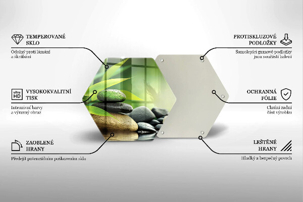 Kuchynská doska veľká zo skla Zen bambusové kamene