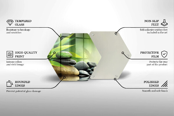 Kuchynská doska veľká zo skla Zen bambusové kamene