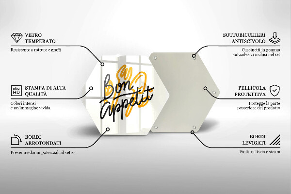 Kuchynská doska veľká zo skla Nápis Bon Appetit
