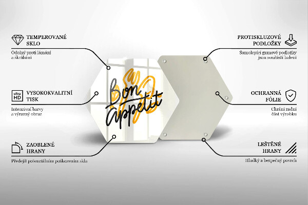 Kuchynská doska veľká zo skla Nápis Bon Appetit