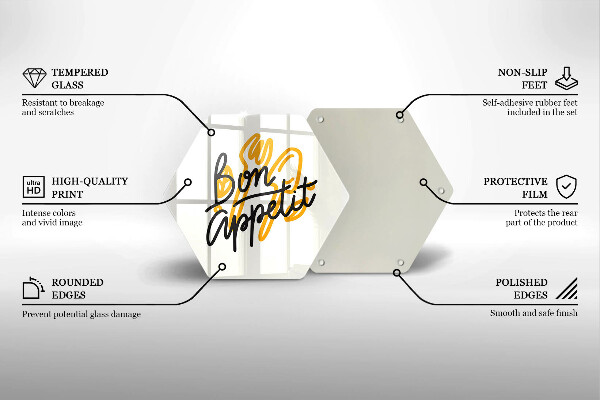 Kuchynská doska veľká zo skla Nápis Bon Appetit