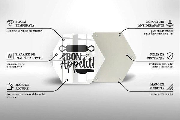 Kuchynská doska veľká zo skla Nápis Bon Appetit
