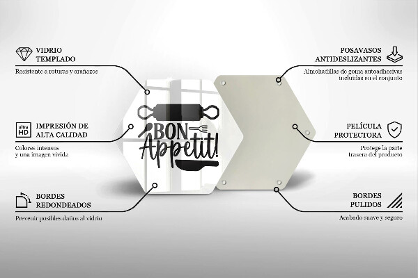 Kuchynská doska veľká zo skla Nápis Bon Appetit