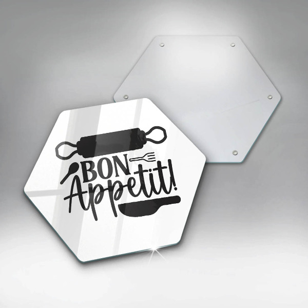 Kuchynská doska veľká zo skla Nápis Bon Appetit