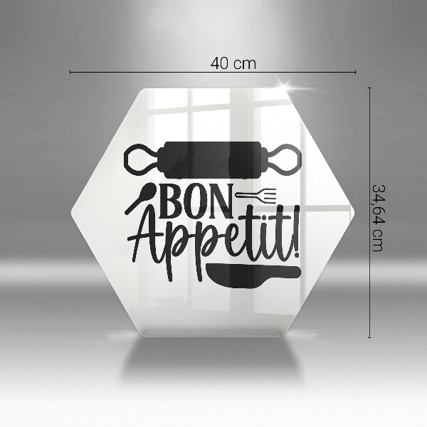 Kuchynská doska veľká zo skla Nápis Bon Appetit